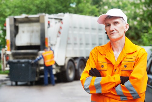 Central London streets with waste collection vehicles