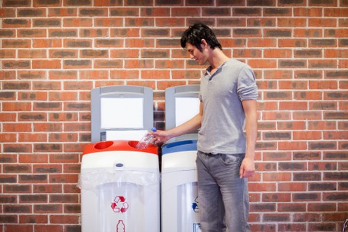 Recycling bins in a London neighborhood